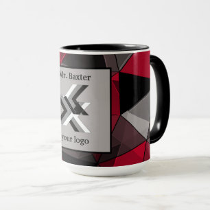 Abstrakt, schwarz und rot, Monogramm, Logo Tasse