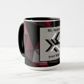 Abstrakt, schwarz und rot, Monogramm, Logo Tasse (Vorderseite Links)