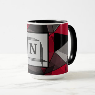 Abstrakt, schwarz und rot, Monogramm, personalisie Tasse