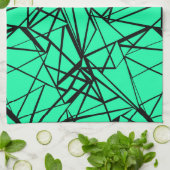 Abstrakt Schwarz und Türkis Geschirrtuch (Gefaltet)