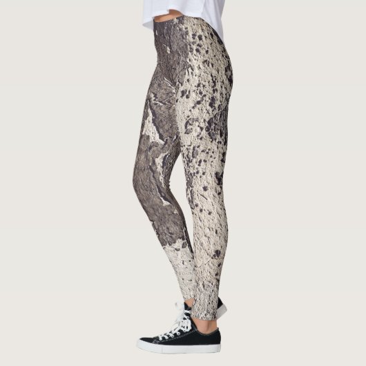 Abstrakt, schwarz und weiß (geknackte Wand) Leggings (Links)