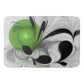 Abstrakt Schwarz und Weiß mit einem grünen Fraktal Badematte (Vorderseite)