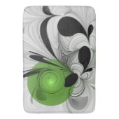 Abstrakt Schwarz und Weiß mit einem grünen Fraktal Badematte (Vorderseite Vertikal)