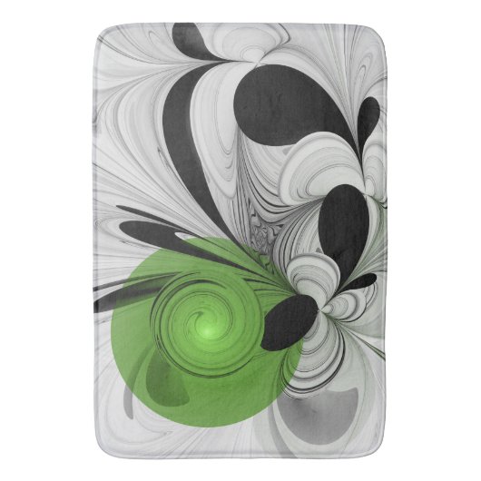 Abstrakt Schwarz und Weiß mit einem grünen Fraktal Badematte (Vorderseite Vertikal)