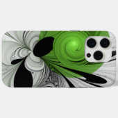 Abstrakt Schwarz und Weiß mit einem grünen Fraktal Case-Mate iPhone Hülle (Rückseite (Horizontal))