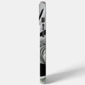 Abstrakt Schwarz und Weiß mit einem grünen Fraktal Case-Mate iPhone Hülle (Rückseite / Links)