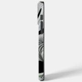 Abstrakt Schwarz und Weiß mit einem grünen Fraktal Case-Mate iPhone Hülle (Rückseite / Links)