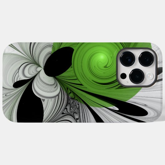 Abstrakt Schwarz und Weiß mit einem grünen Fraktal Case-Mate iPhone Hülle (Rückseite (Horizontal))