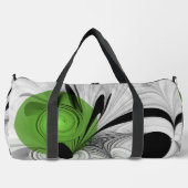 Abstrakt Schwarz und Weiß mit einem grünen Fraktal Duffle Bag (Vorderseite)