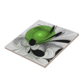 Abstrakt Schwarz und Weiß mit einem grünen Fraktal Fliese (Seite)