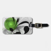 Abstrakt Schwarz und Weiß mit einem grünen Fraktal Gepäckanhänger (Vorderseite horizontal)