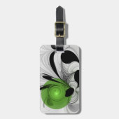 Abstrakt Schwarz und Weiß mit einem grünen Fraktal Gepäckanhänger (Vorderseite vertikal)