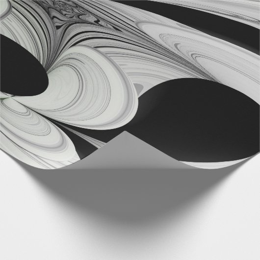 Abstrakt Schwarz und Weiß mit einem grünen Fraktal Geschenkpapier (Ecke)