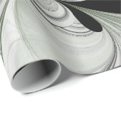 Abstrakt Schwarz und Weiß mit einem grünen Fraktal Geschenkpapier (Rolleneckpunkt)