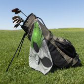 Abstrakt Schwarz und Weiß mit einem grünen Fraktal Golfhandtuch (Gras)