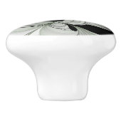 Abstrakt Schwarz und Weiß mit einem grünen Fraktal Keramikknauf (Seitenansicht)