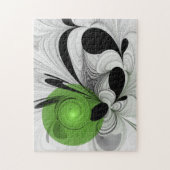 Abstrakt Schwarz und Weiß mit einem grünen Fraktal Puzzle (Vertikal)