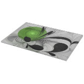 Abstrakt Schwarz und Weiß mit einem grünen Fraktal Schneidebrett (Ecke)