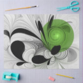 Abstrakt Schwarz und Weiß mit einem grünen Fraktal Seidenpapier (Basteln)