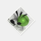 Abstrakt Schwarz und Weiß mit einem grünen Fraktal Serviette (Ecke)