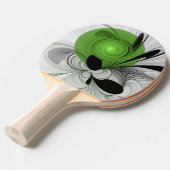 Abstrakt Schwarz und Weiß mit einem grünen Fraktal Tischtennis Schläger (Vorderseite)