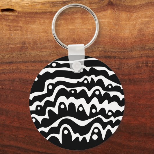 Abstrakt Schwarz und Weiß Schlüsselanhänger (Vorderseite)