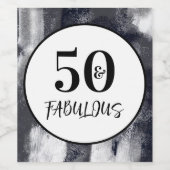 Abstrakt Schwarz/Weiß 50 und fabelhafter Geburtsta Weinetikett (Einzelnes Label)