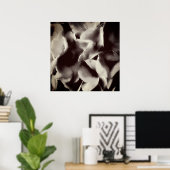 Abstrakt Schwarz-Weiß-Blüten Poster (Heimbüro)