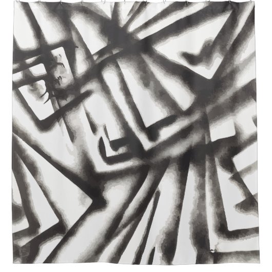 Abstrakt Schwarz/Weiß Duschvorhang (Vorderseite)