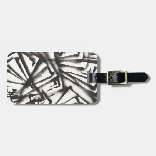 Abstrakt Schwarz/Weiß Gepäckanhänger (Vorderseite horizontal)