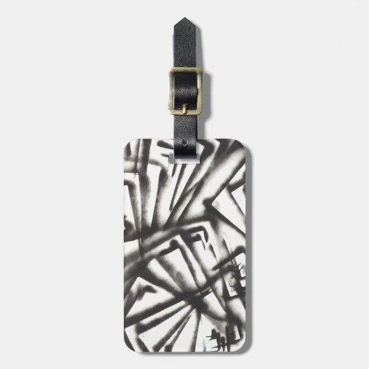 Abstrakt Schwarz/Weiß Gepäckanhänger (Vorderseite vertikal)