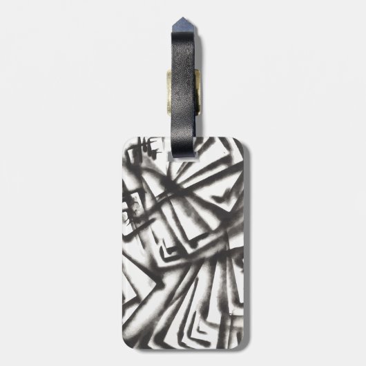 Abstrakt Schwarz/Weiß Gepäckanhänger (Rückseite vertikal)