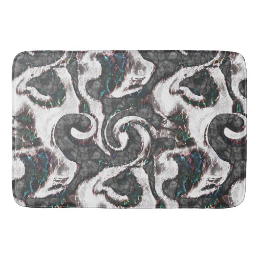 Abstrakt Schwarz/Weiß mit farbigen Details oder ve Badematte (Vorderseite)