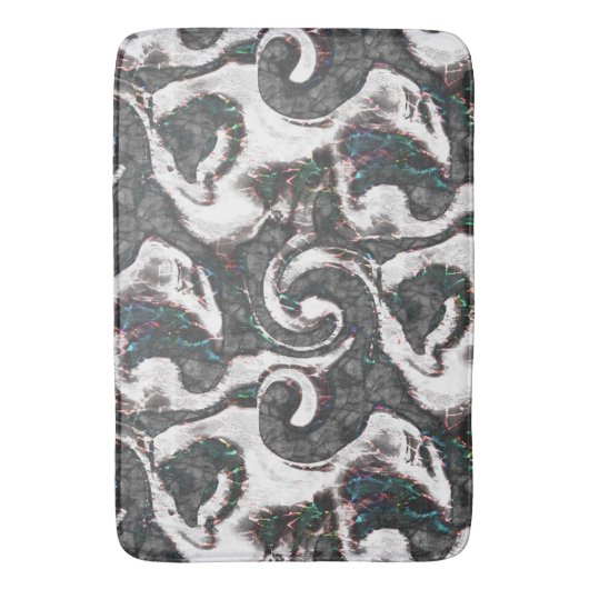 Abstrakt Schwarz/Weiß mit farbigen Details oder ve Badematte (Vorderseite Vertikal)