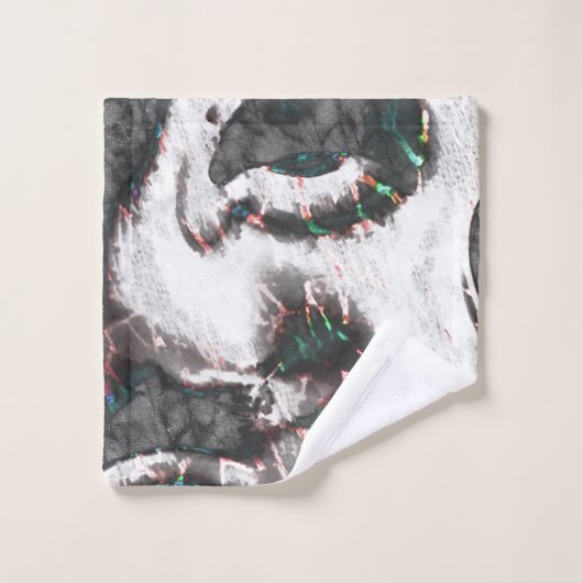 Abstrakt Schwarz/Weiß mit farbigen Details oder ve Badhandtuch Set (Waschlappen)