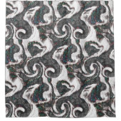 Abstrakt Schwarz/Weiß mit farbigen Details oder ve Duschvorhang (Vorderseite)