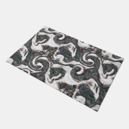 Abstrakt Schwarz/Weiß mit farbigen Details oder ve Fußmatte