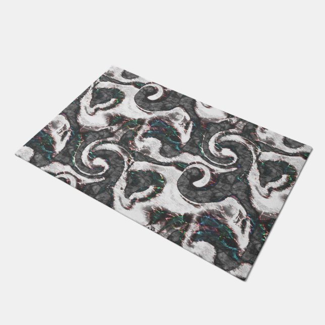 Abstrakt Schwarz/Weiß mit farbigen Details oder ve Fußmatte (Schrägansicht)