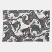 Abstrakt Schwarz/Weiß mit farbigen Details oder ve Geschirrtuch (Horizontal)