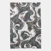 Abstrakt Schwarz/Weiß mit farbigen Details oder ve Geschirrtuch (Vertikal)