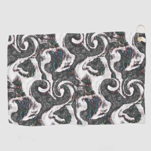Abstrakt Schwarz/Weiß mit farbigen Details oder ve Golfhandtuch (Horizontal)