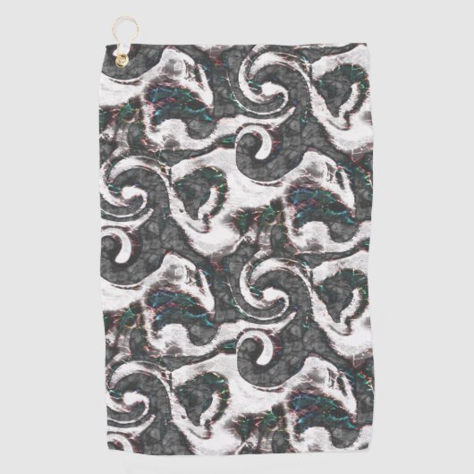 Abstrakt Schwarz/Weiß mit farbigen Details oder ve Golfhandtuch (Vorderseite)