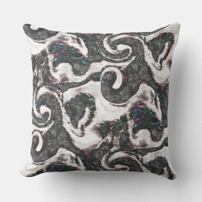 Abstrakt Schwarz/Weiß mit farbigen Details oder ve Kissen (Vorderseite)