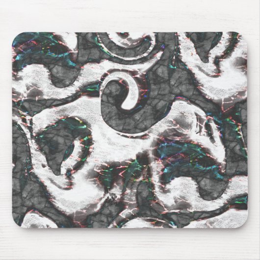 Abstrakt Schwarz/Weiß mit farbigen Details oder ve Mousepad (Vorne)