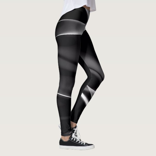 Abstrakt Schwarz-Weiß-Rauch Leggings (Rechts)