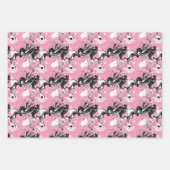 Abstrakt Schwarz-Weiß-Tinte Swirbel auf Weich-Rosa Geschenkpapier Set (Vorderseite)