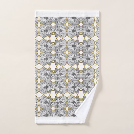 Abstrakt Schwarzweiß mit Goldakzenten Badhandtuch Set (Handtuch)