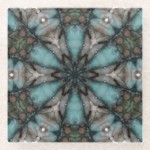 Abstrakt Sci-fi Turquoise Star Windmill Glasuntersetzer
