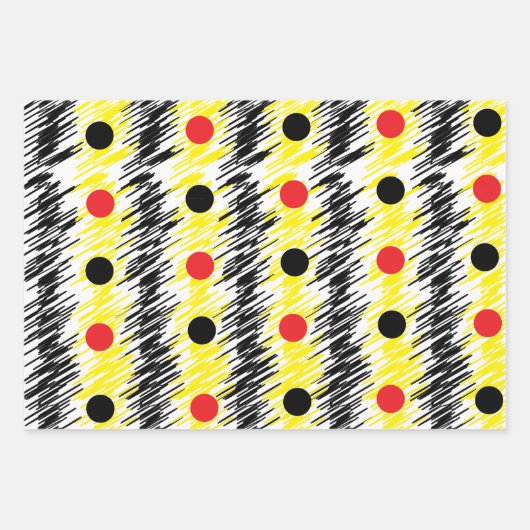 Abstrakt Scribble Polka Dot Geschenkpapier Set (Vorderseite)