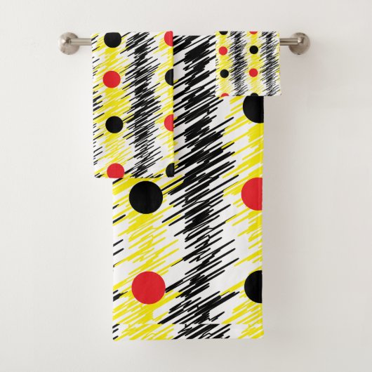 Abstrakt Scribble Polka Dot Pattern Badhandtuch Set (Insitu)